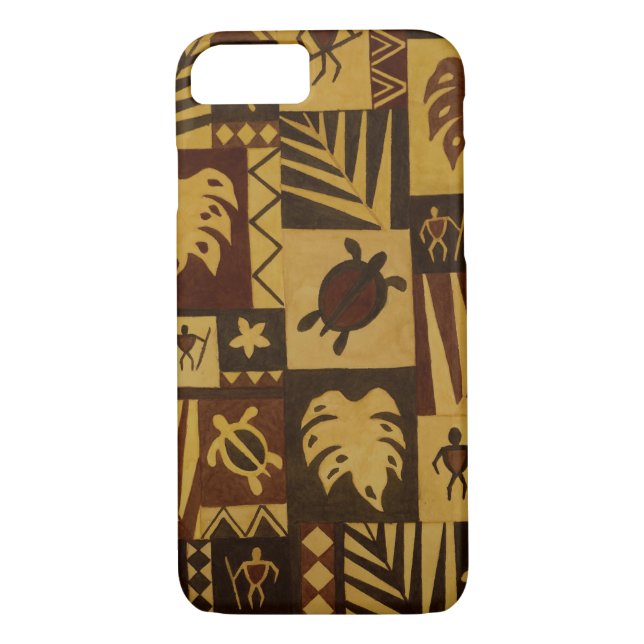 Rusty Tapa Hawaiian Warrior Tribal Phone Case (Back)