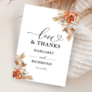 Rusty Terracotta Peony Floral Wedding Thank You Card