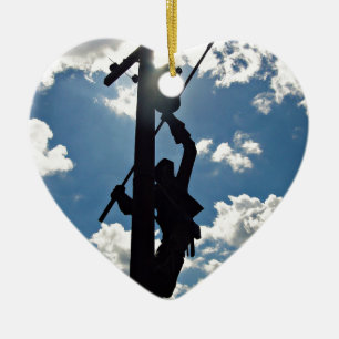 Rusty the Lineman Ceramic Ornament