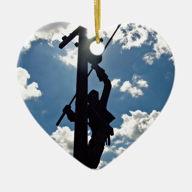 Rusty the Lineman Ceramic Ornament (Front)