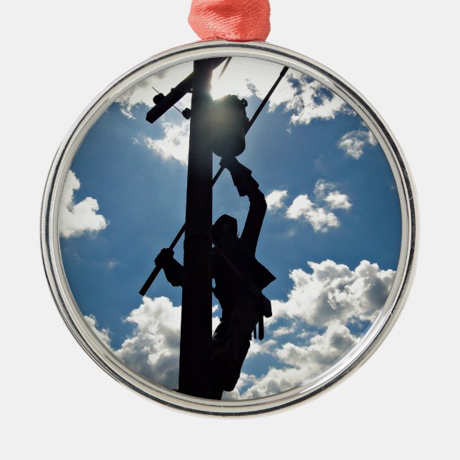 Rusty the Lineman Metal Ornament (Front)