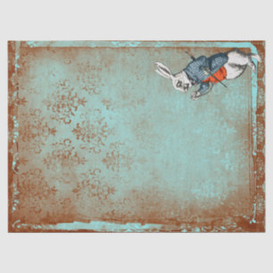 Rusty Turqouise White Rabbit Alice in Wonderland Tissue Paper