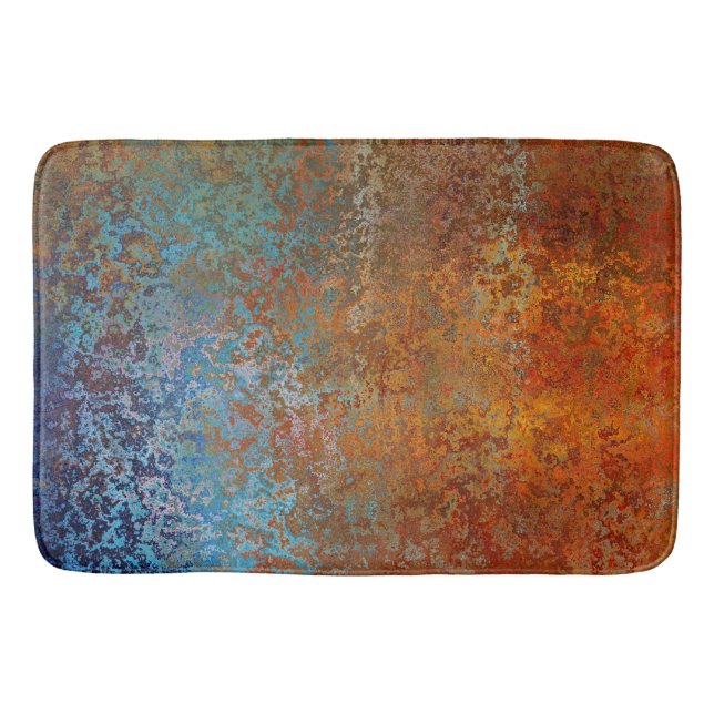Rusty, Verdigris, Grunge Steampunk Bath Mat (Front)