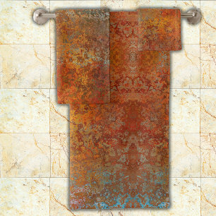 Rusty, Verdigris, Grunge Steampunk Bath Towel Set