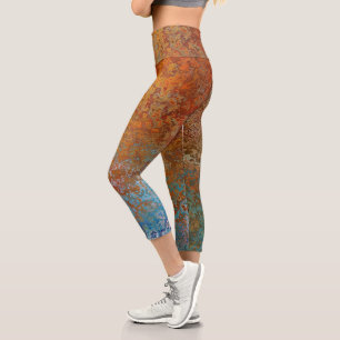 Rusty, Verdigris, Grunge Steampunk  Capri Leggings