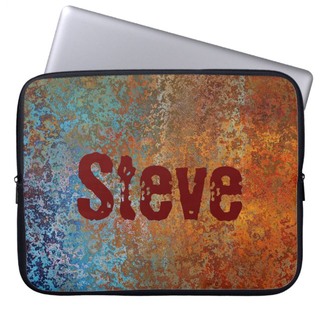 Rusty, Verdigris, Grunge Steampunk Laptop Sleeve (Front)
