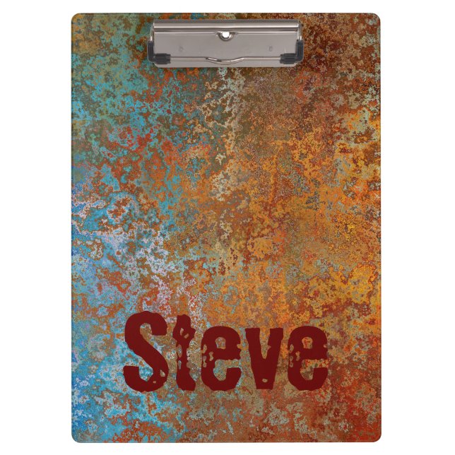 Rusty, Verdigris, Grunge Steampunk Personalized  Clipboard (Front)