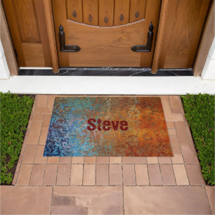 Rusty, Verdigris, Grunge Steampunk Personalized Doormat
