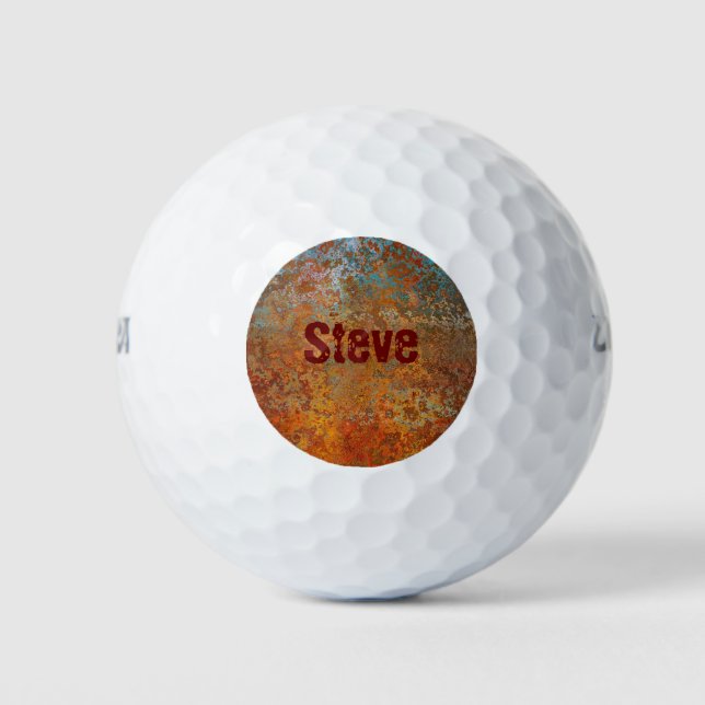 Rusty, Verdigris, Grunge Steampunk Personalized Golf Balls (Front)