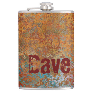 Rusty, Verdigris, Grunge Steampunk Personalized Hip Flask