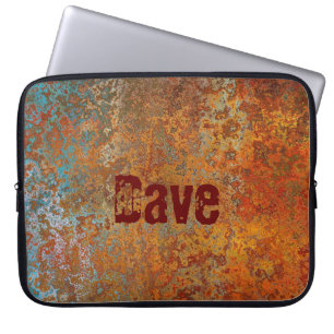 Rusty, Verdigris, Grunge Steampunk Personalized  L Laptop Sleeve