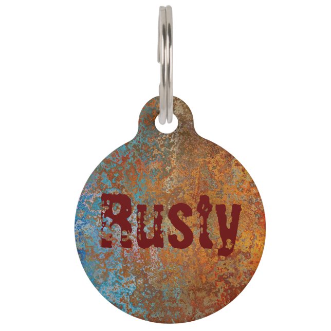 Rusty, Verdigris, Grunge Steampunk Personalized  Pet Tag (Front)
