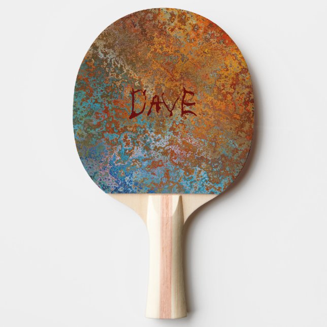 Rusty, Verdigris, Grunge Steampunk Personalized Ping Pong Paddle (Front)