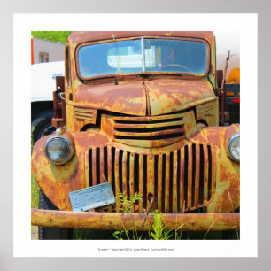 Rusty vintage car old junker antique automobile poster