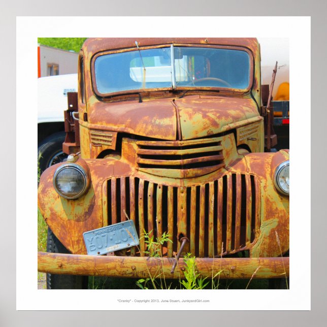 Rusty vintage car old junker antique automobile poster (Front)