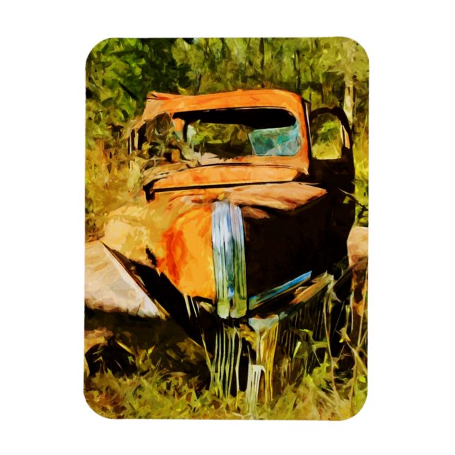 Rusty Vintage Pick Up Truck Abstract Magnet (Vertical)