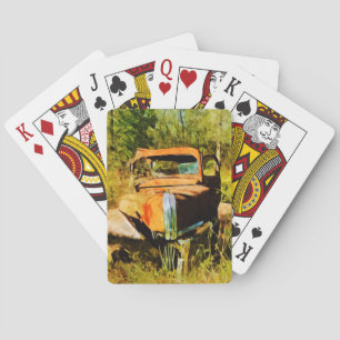 Rusty Vintage Pick Up Truck Abstract Playing Cards