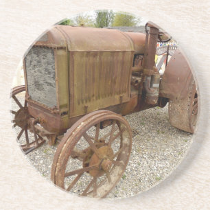 Rusty vintage tractor coaster