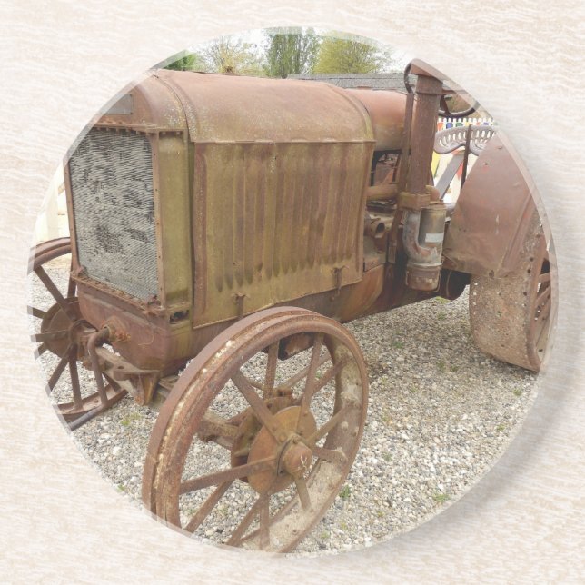 Rusty vintage tractor coaster (Front)