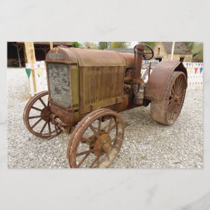 Rusty vintage tractor stationery