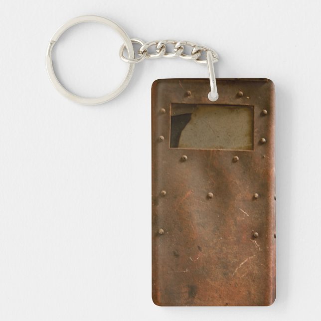 Rusty welding helmet keychain (Front)
