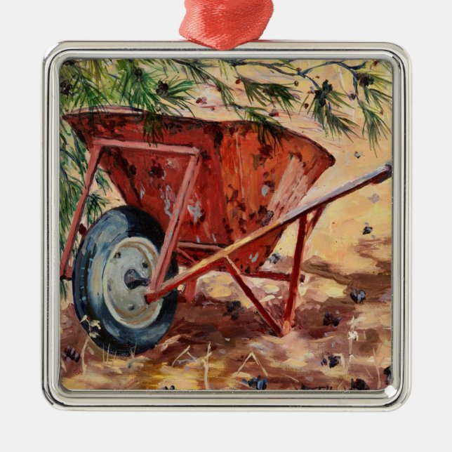 Rusty Wheelbarrow 2009 Metal Ornament (Front)
