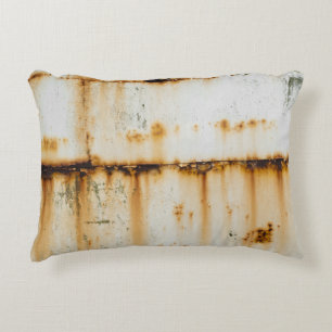 Rusty White Metal: Textured Surface Accent Pillow