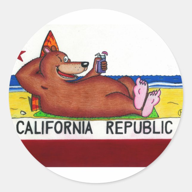 Rusty's California Bear Flag Classic Round Sticker (Front)