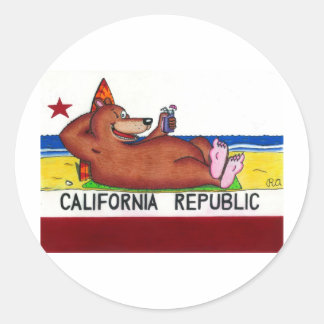 Rusty's California Bear Flag Classic Round Sticker