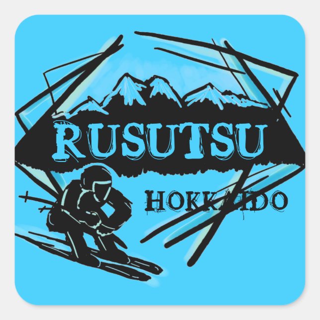 Rusutsu Hokkaido Japan blue ski logo stickers (Front)