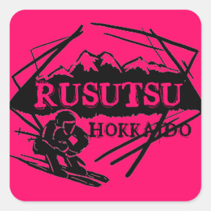 Rusutsu Hokkaido Japon logo rose logo autocollants