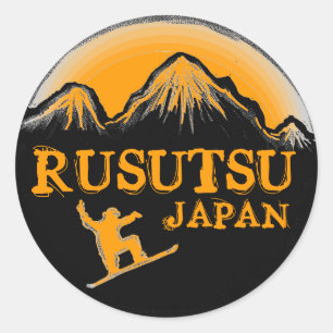 Rusutsu Japon orange snowboardeur autocollants