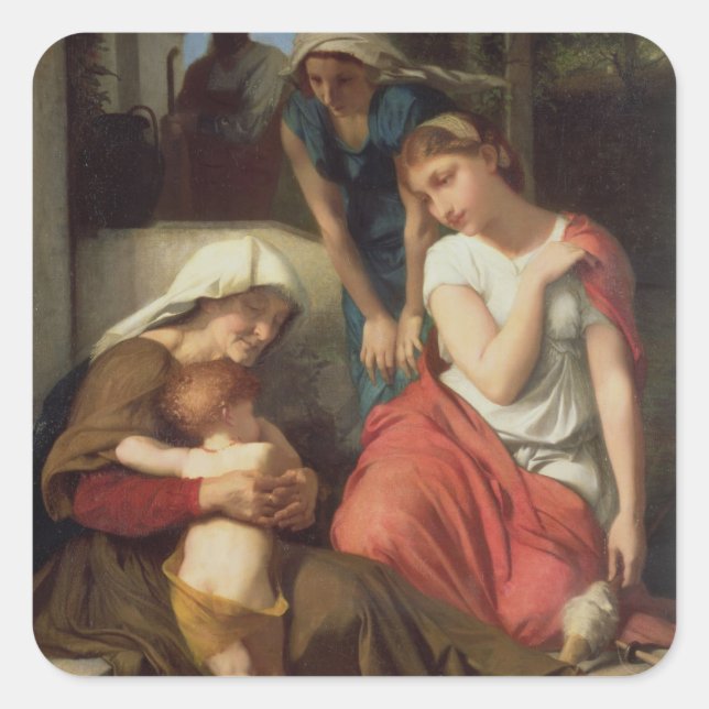 Ruth and Naomi, 1859 (oil on canvas) Square Sticker (Front)