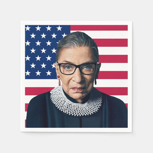 Ruth Bader Ginsburg and USA Flag Napkin (Front)