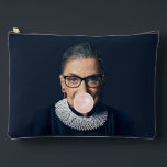 Ruth Bader Ginsburg Blowing Pink Bubble gum Accessory Pouch<br><div class="desc">Ruth Bader Ginsburg blowing a pink bubble gum with dark blue background.
This artwork is inspired by the iconic Ruth who blazed a trail for women in U.S. Jurisprudence.</div>