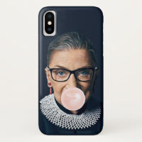 Ruth Bader Ginsburg Blowing Pink Bubble gum   
