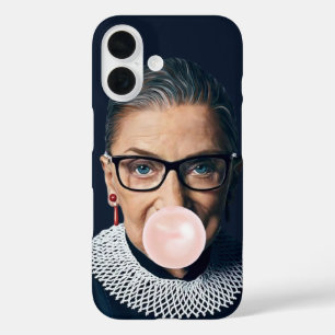Ruth Bader Ginsburg Blowing Pink Bubble gum    iPhone 16 Case