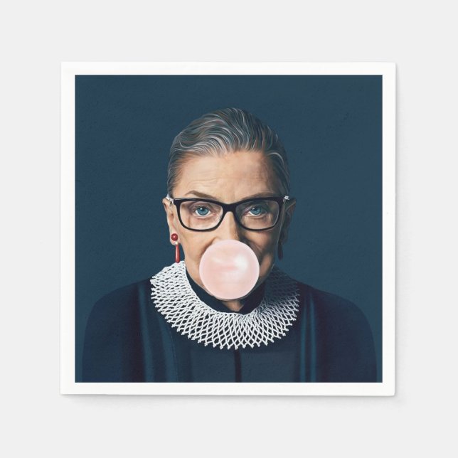 Ruth Bader Ginsburg Blowing Pink Bubble gum Napkin (Front)