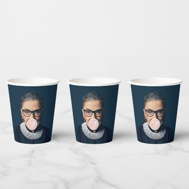 Ruth Bader Ginsburg Blowing Pink Bubble gum Paper Cups (Multi)