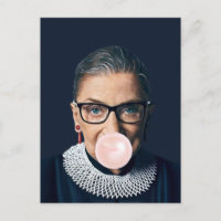 Ruth Bader Ginsburg Blowing Pink Bubble gum   