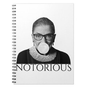 Ruth Bader Ginsburg Blowing White Bubble gum Notebook
