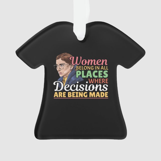 Ruth Bader Ginsburg Feminist Lawyer Judge Ornament (Front)