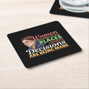 Ruth Bader Ginsburg Feminist Lawyer Judge Square Paper Coaster