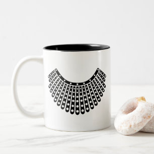 Ruth Bader Ginsburg Mug, RBG collar Two-Tone Coffee Mug