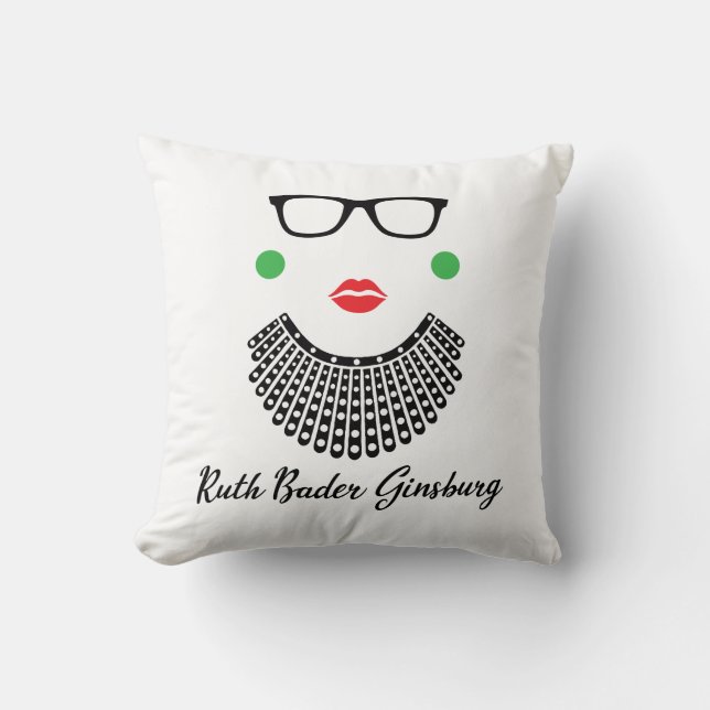 Ruth Bader Ginsburg, Notorious RBG, Dissent Collar Throw Pillow (Front)