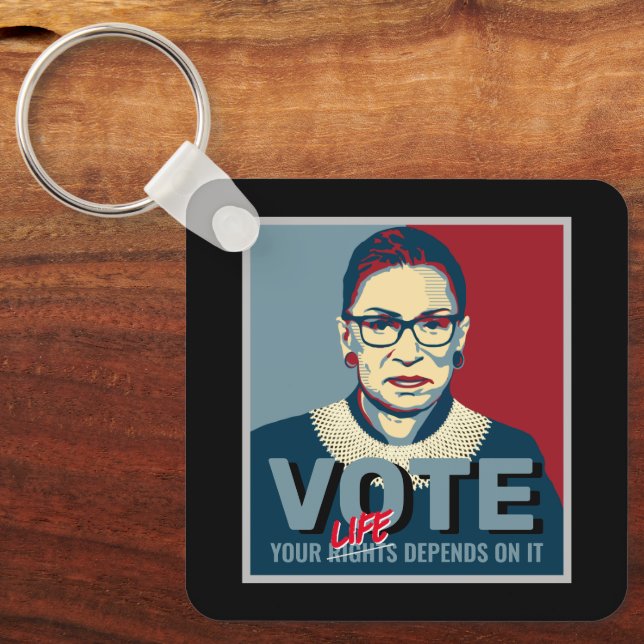 Ruth Bader Ginsburg Pro-Choice Vote 2024 Womens Keychain (Front)