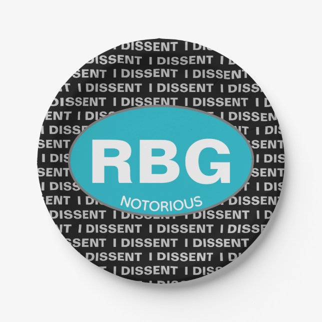 Ruth Bader Ginsburg  RBG Supreme Court Feminist Paper Plate (Front)