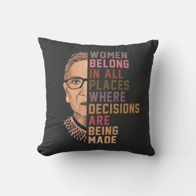 Ruth Bader Ginsburg RBG Throw Pillow (Front)