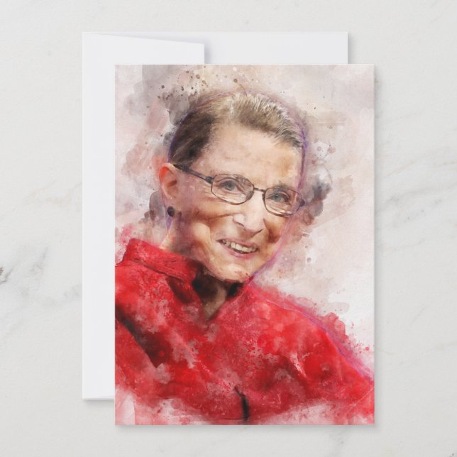Ruth Bader Ginsburg Smiling Watercolor Portrait R Card (Front)