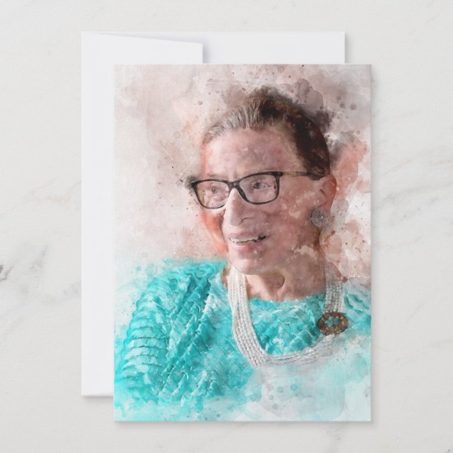 Ruth Bader Ginsburg Smiling Watercolor Portrait T Card (Front)